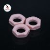 Customized Pink Color 95% Alumina External Hexagonal Round Nut